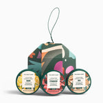 The Body Shop's lip butter set which includes mango, strawberry, and shea lip butter products with colorful packaging on a white background
