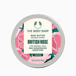 The Body Shop's British Rose body butter on a white background