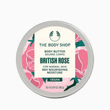 The Body Shop's British Rose body butter on a white background
