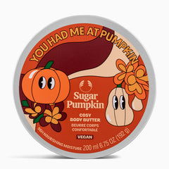 The Body Shop's Sugar Pumpkin body butter container on a white background