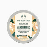 The Body Shop's Almond Milk body butter on a white background